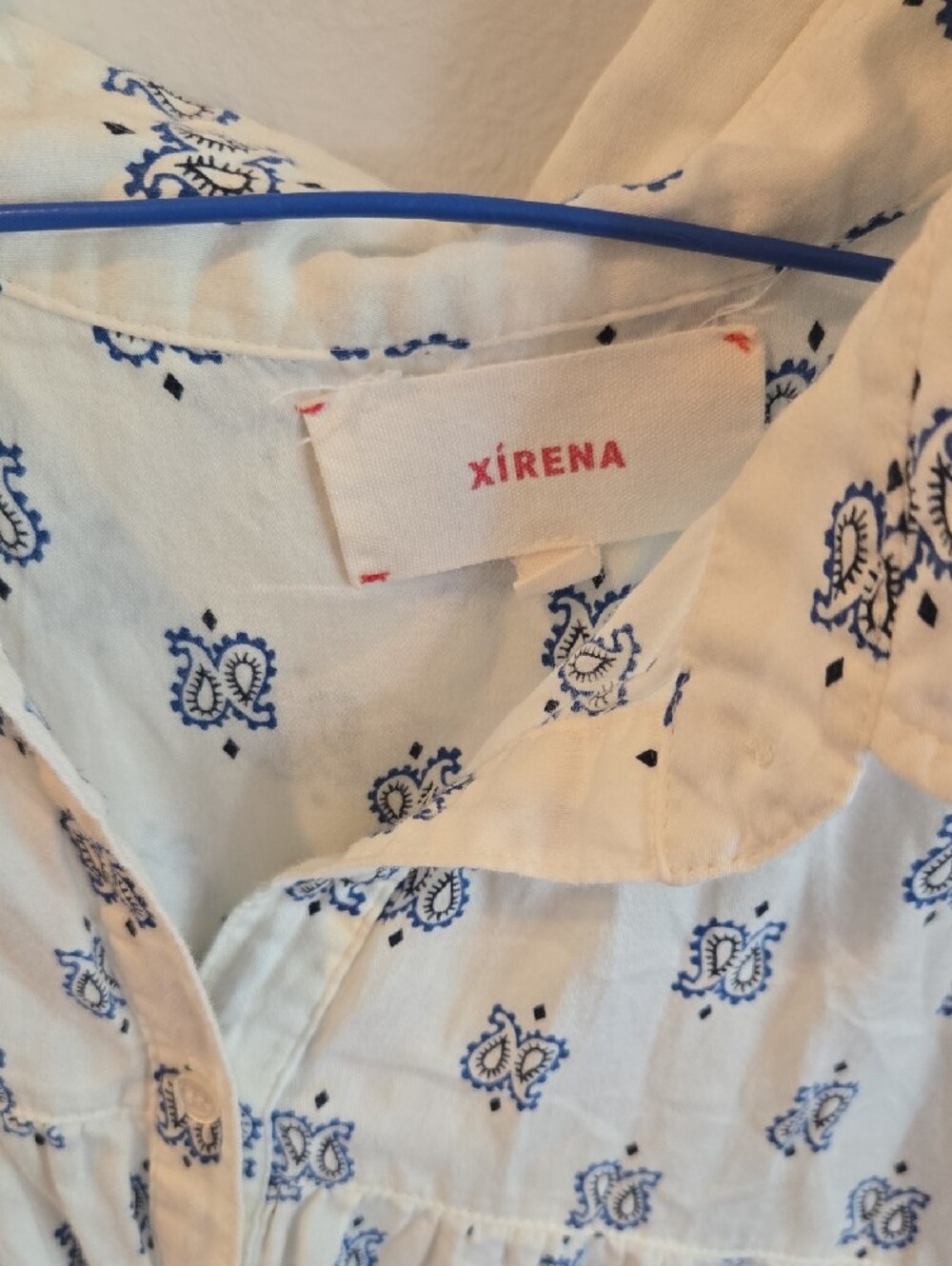 XiRENA White Dress with Blue Paisley Print - Picture 2 of 3